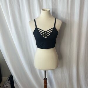 🖤 Zenana Black Strappy Bralette – L/XL – Crisscross Front